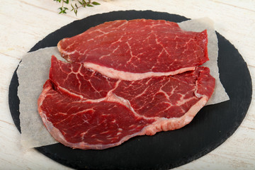 Raw beef steak