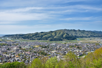 新潟　村上城址から見た村上市内の眺め