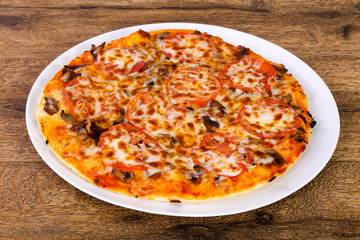 Mushroom pizza with cheese