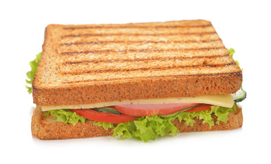 Sandwich with cucumber, cheese and ham