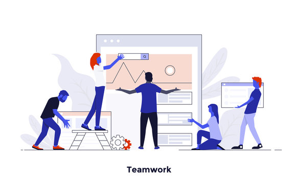 Modern Flat design Concept Illustration - Teamwork