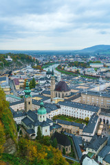 Obraz premium View from Hohensalzburg Castle on Kapitelplatz, Austria
