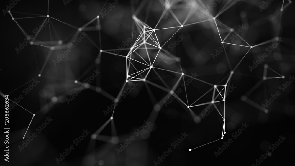 Leinwandbilder Technology concept background. Concept of Network. Abstract science geometrical background with connecting dots and lines. Big data visualization.