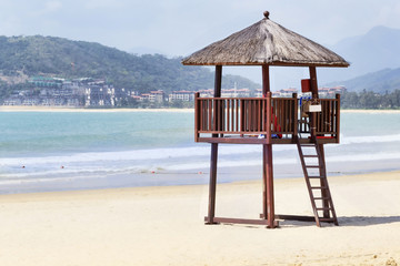 Watchtower on the tropical beach of Hainan island  - China