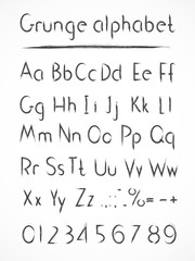 Vector hand drawn alphabet in style grung. Bold type.