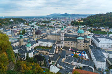 Obraz premium View from Hohensalzburg Castle on Kapitelplatz, Austria