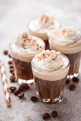 Coffee latte with whipped cream
