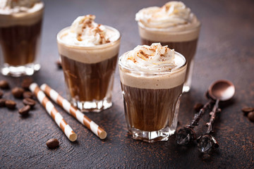 Coffee latte with whipped cream