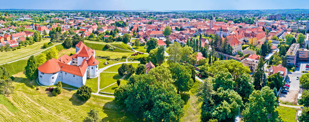 Historic town of Varazdin aerial panoramic view