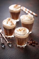 Coffee latte with whipped cream