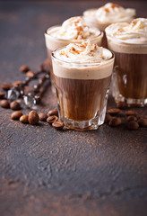 Coffee latte with whipped cream