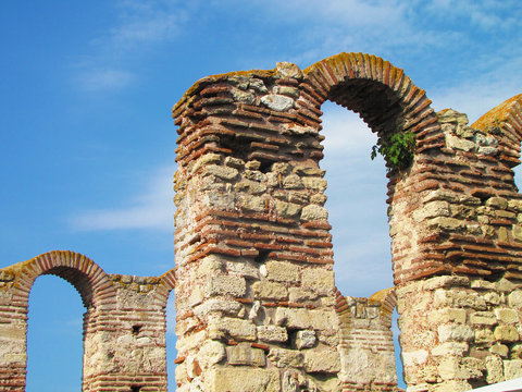 Ruins of the Temple in a summer day, Nessebar, Bulgaria