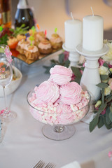 Food and candles on a holiday table