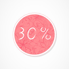 30 percent discounts inscription on decorative round backgrounds.