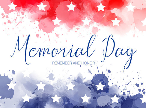 Usa Memorial day watercolored background