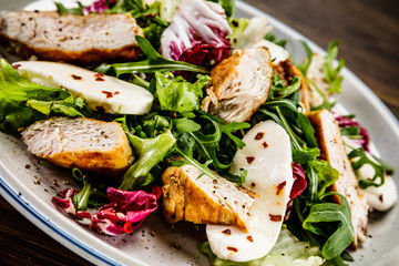Greek salad with grilled chicken