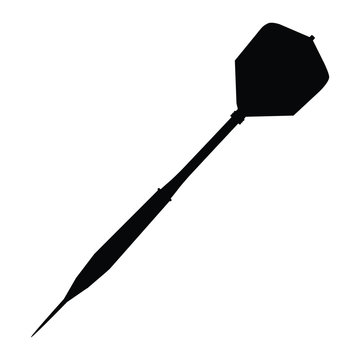 A black and white silhouette of a dart