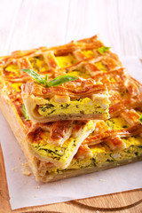Cheese and spinach shortcrust pastry pie