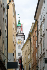 Rathaus with wall clock, Salzburg, Austria