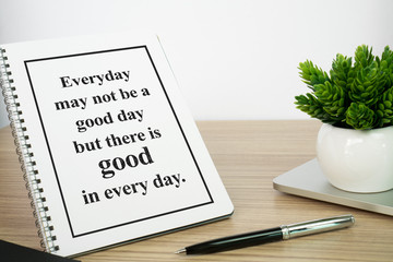 Motivational and inspirational quote. Self help quote. Notebook with motivational quote.