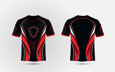 Black, Red and white layout e sport t-shirt design template © pickup