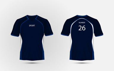 Blue and white layout sport t-shirt, kits, jersey, shirt design template