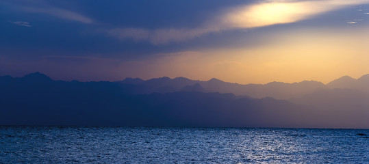 Sunset at Red Sea, Aqaba Gulf, Egypt