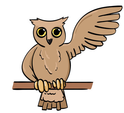Cartoon Owl Waving