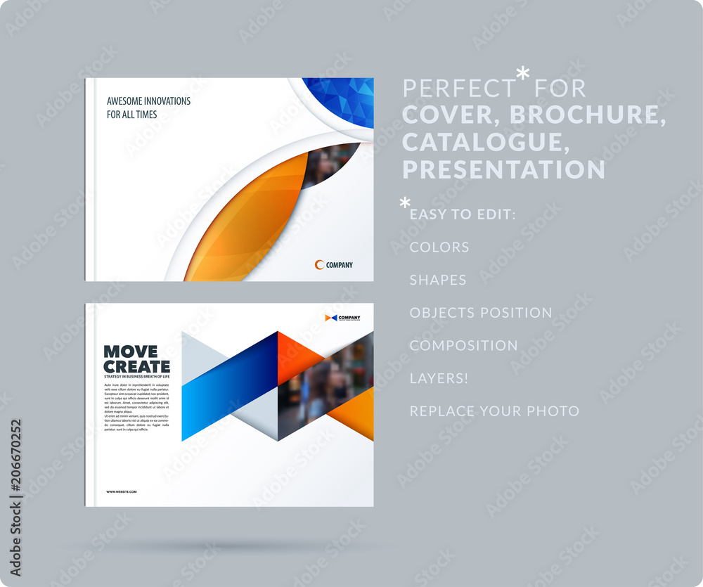 Poster smooth design presentation template with colourful round shapes. abstract vector set of modern horiz