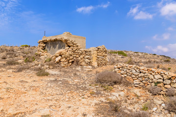 Mellieha, Malta. The building in the territory of the nature-historical park 