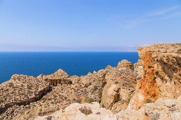 Fototapeta na wymiar Mellieha, Malta. Rocks on the coast