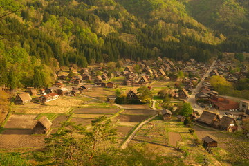 夕暮れのひだ白川郷（荻町城跡展望台）
