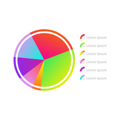 Business circle diagram, chart with marks and numbers in green, blue and red color Presentations and research infographics object. Pie diagram for brochure, financial template. Vector illustration