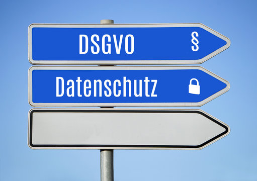 Wegweiser DSGVO Datenschutz in blau und neutral