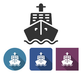 Naklejka premium Ship icon in different variants with long shadow