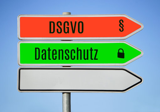 Wegweiser DSGVO Datenschutz in rot grün und neutral