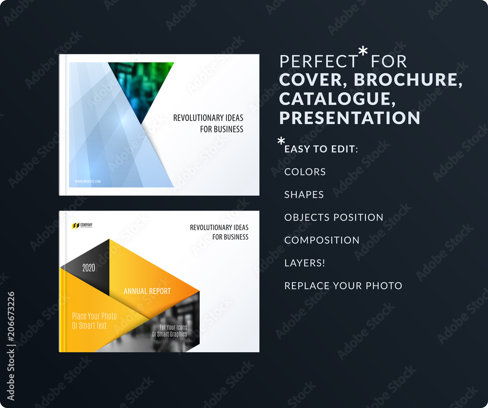 Poster material design style presentation template with colourful rectangles shadows. abstract vector set o