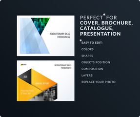 Material design style presentation template with colourful rectangles shadows. Abstract vector set of modern horizontal banners