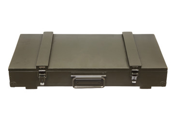 wooden green box for weapons isolated on white