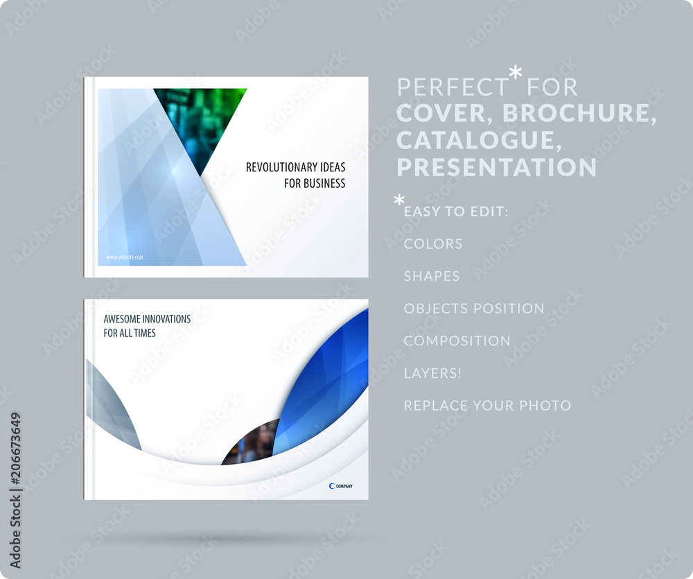 Poster material design style presentation template with colourful rectangles shadows. abstract vector set o
