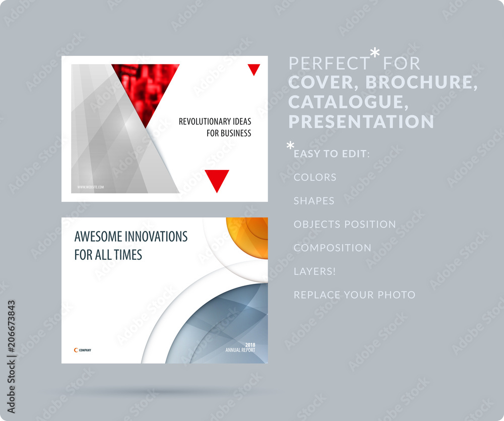 Poster material design style presentation template with colourful rectangles shadows. abstract vector set o