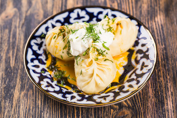 Manti. Traditional meat dish of the peoples of Central Asia