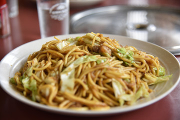 日本の岡山のひるぜん焼きそば