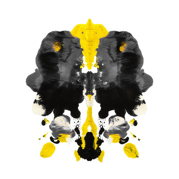 Abstract Paint Watercolor Inkblot Rorschach Test Isolated On White Background