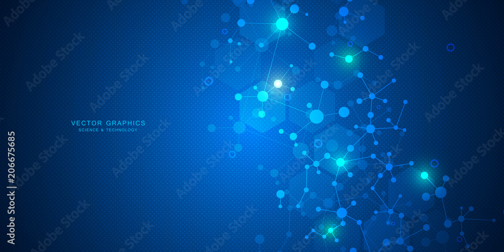 Aufkleber molecular structure background. abstract background with molecule dna. medical, science and technolo