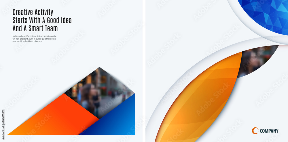 Poster abstract double-page brochure material design style with colourful layers for branding. business vec