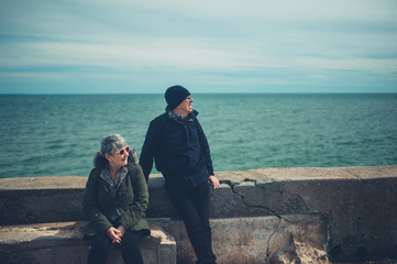 Senior couple relaxing by the sea