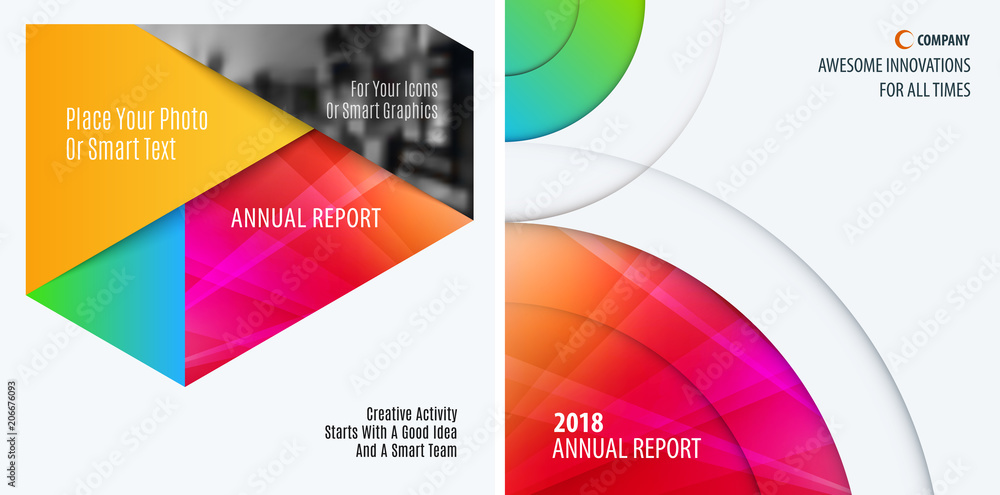 Poster abstract double-page brochure material design style with colourful layers for branding. business vec