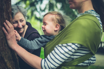Fototapeta premium Mother, child and grandmother by redwood