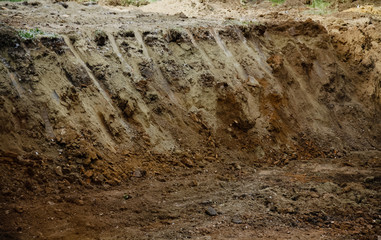 Excavated soil of the earth